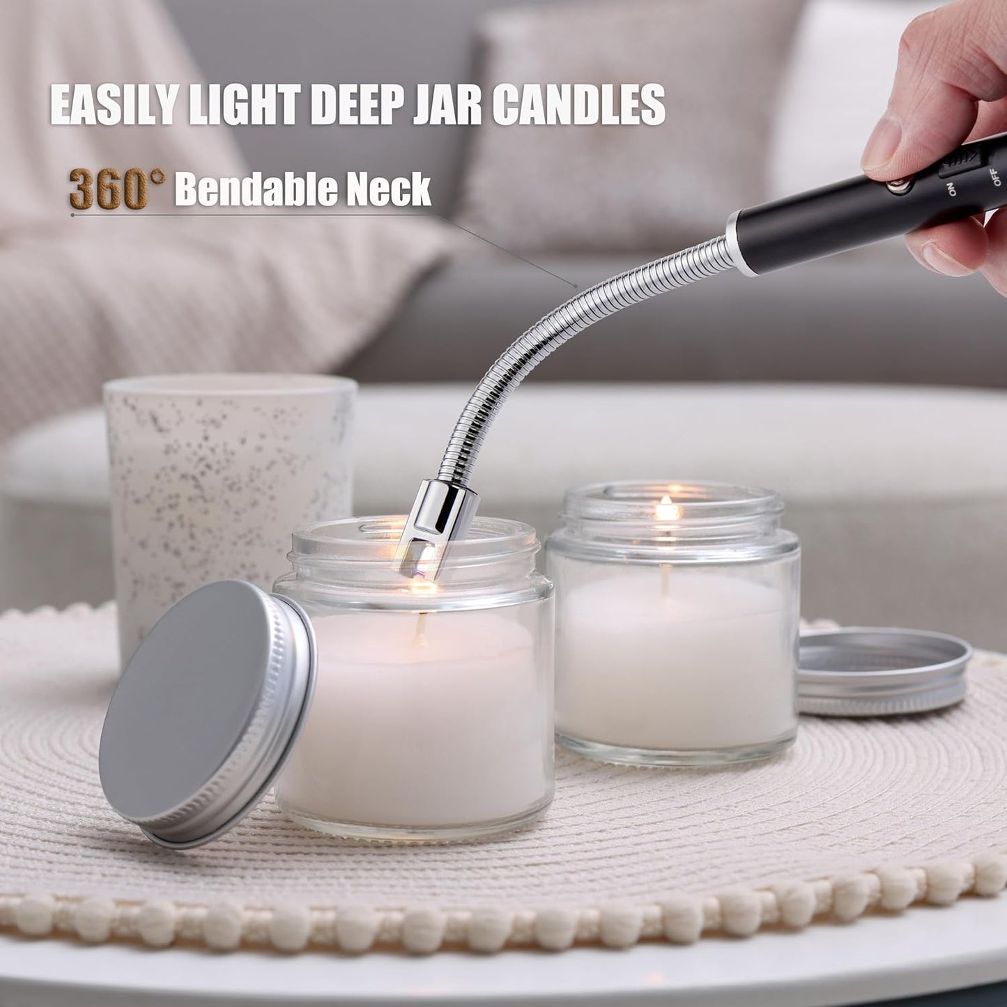 GRILLZEY® Plasma Arc Electric Lighters Rechargeable - USB Long Reach for Scented Candles, BBQ Grill &Camping - Windproof Design Lighters