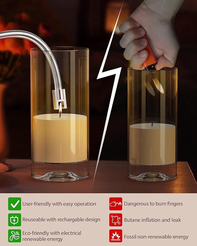 GRILLZEY® Plasma Arc Electric Lighters Rechargeable - USB Long Reach for Scented Candles, BBQ Grill &Camping - Windproof Design Lighters