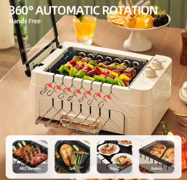 3 in 1 Electric BBQ Kebab Grill Machine Household Indoor Smokeless Barbecue Grill Oven