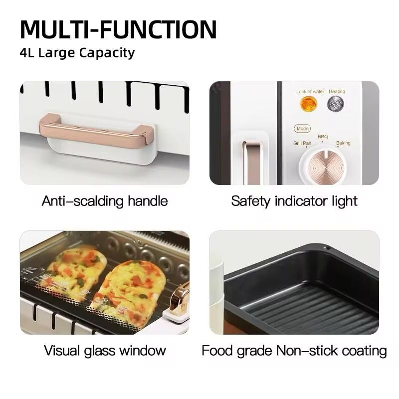 3 in 1 Electric BBQ Kebab Grill Machine Household Indoor Smokeless Barbecue Grill Oven