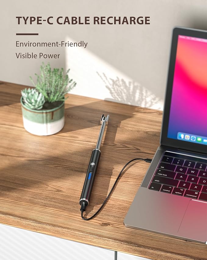 GRILLZEY® Plasma Arc Electric Lighters Rechargeable - USB Long Reach for Scented Candles, BBQ Grill &Camping - Windproof Design Lighters
