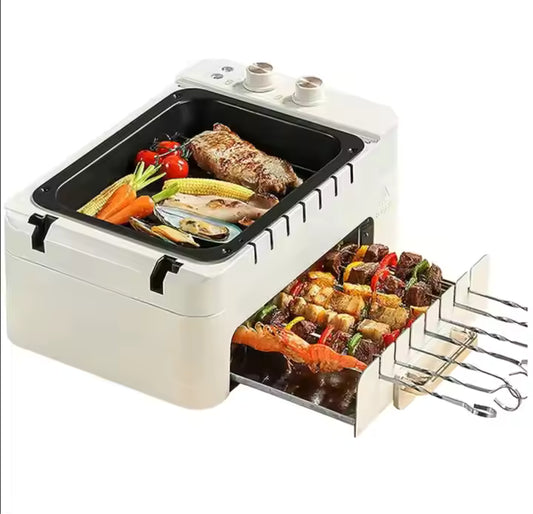 3 in 1 Electric BBQ Kebab Grill Machine Household Indoor Smokeless Barbecue Grill Oven