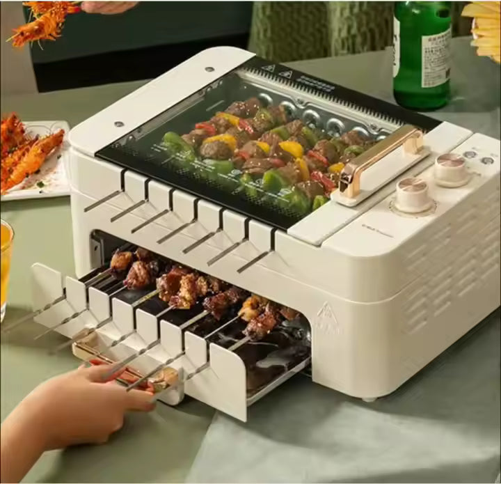 3 in 1 Electric BBQ Kebab Grill Machine Household Indoor Smokeless Barbecue Grill Oven