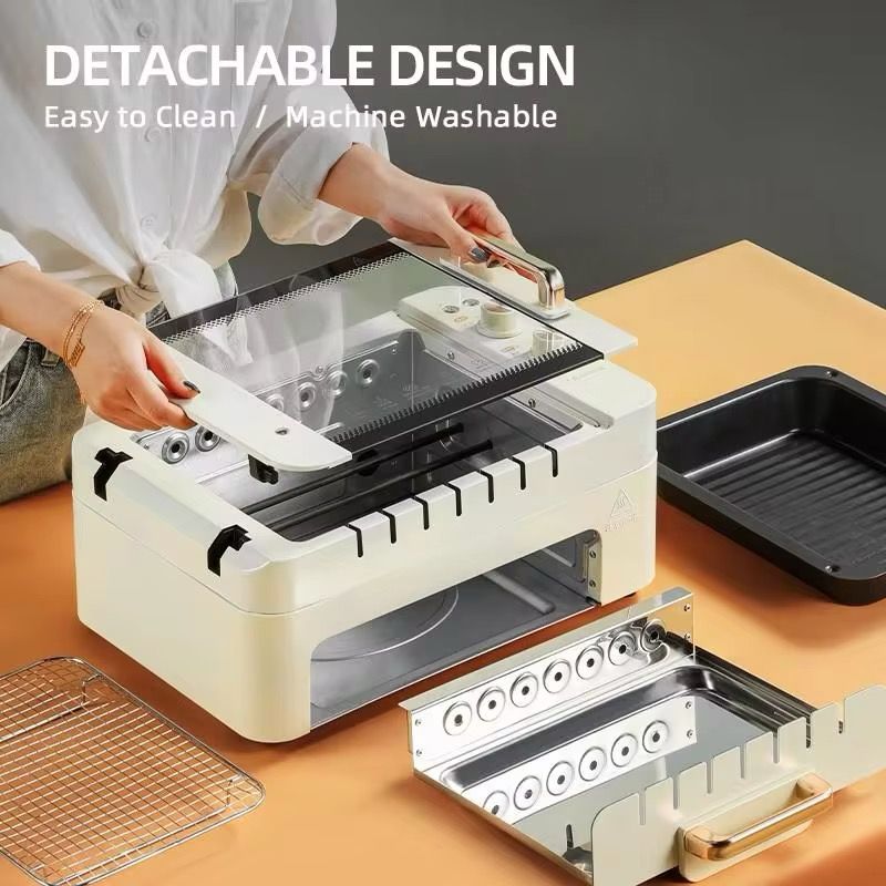 3 in 1 Electric BBQ Kebab Grill Machine Household Indoor Smokeless Barbecue Grill Oven